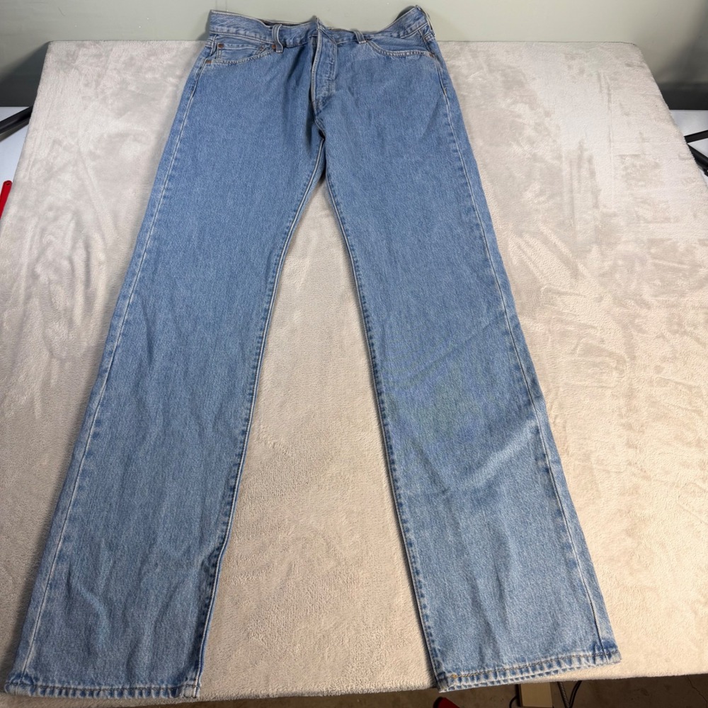 Levi's 501 Original Fit Jeans Men 36x38 Blue Cotton Denim Button Fly Straight
